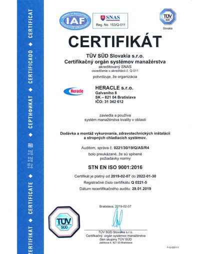 Certifikát STN EN ISO 9001